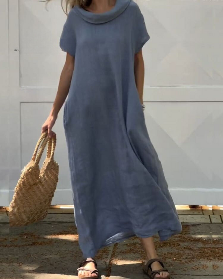 Ilaria | Linen dress with elegant collar