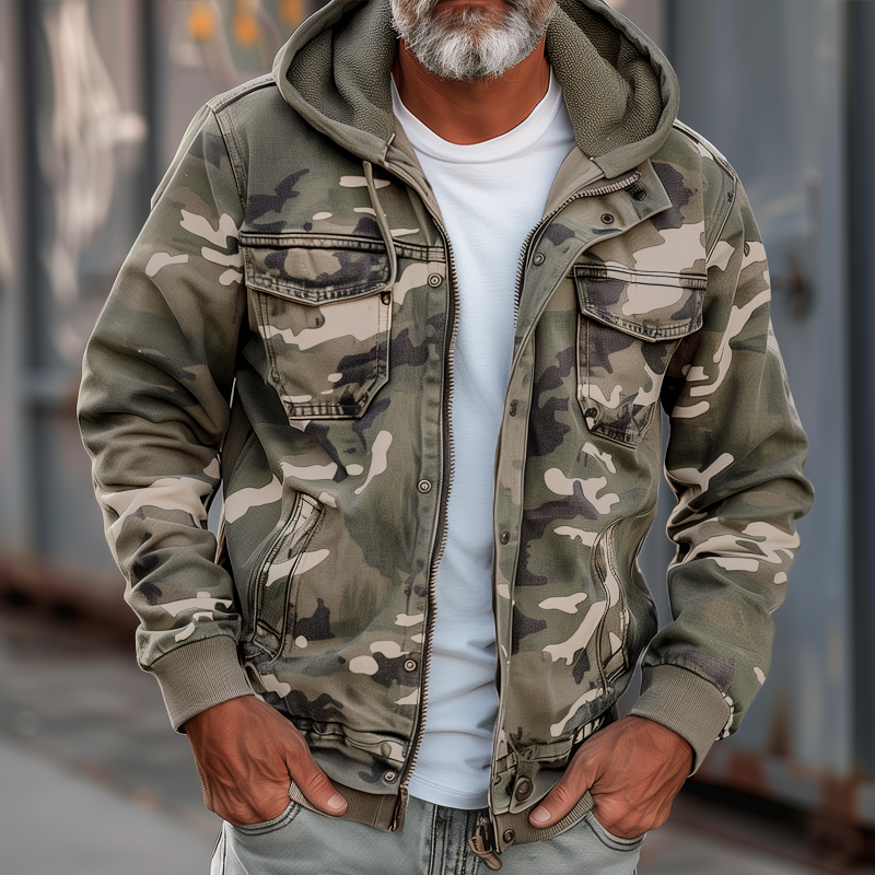 Christopher - Men's Camouflage Hooded Cargo Jacket