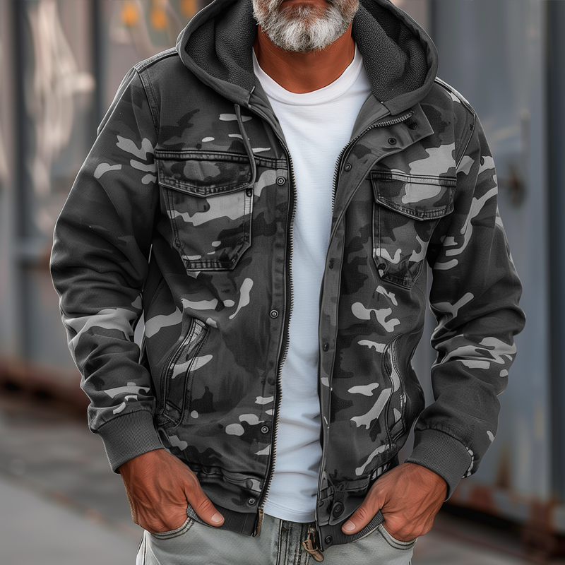 Christopher - Men's Camouflage Hooded Cargo Jacket