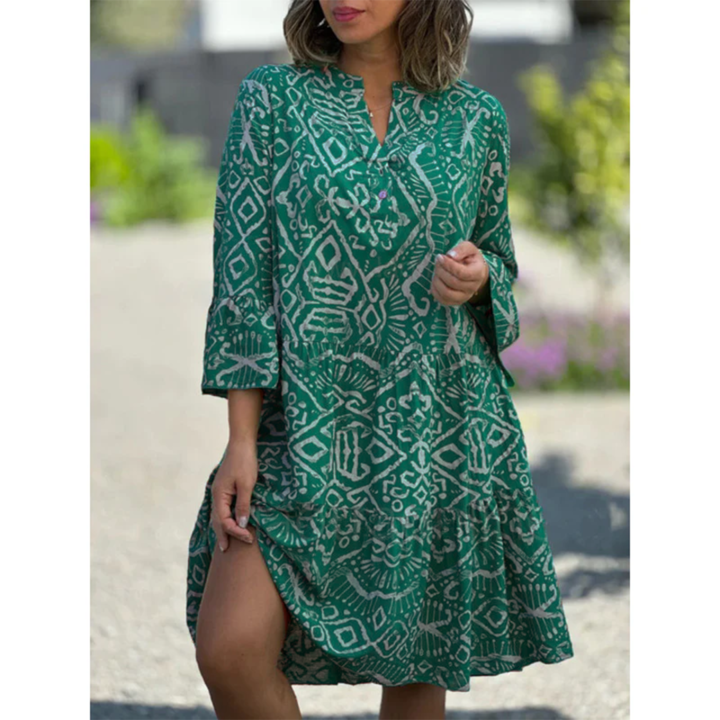 Gemma - Printed Loose V-neck Dress