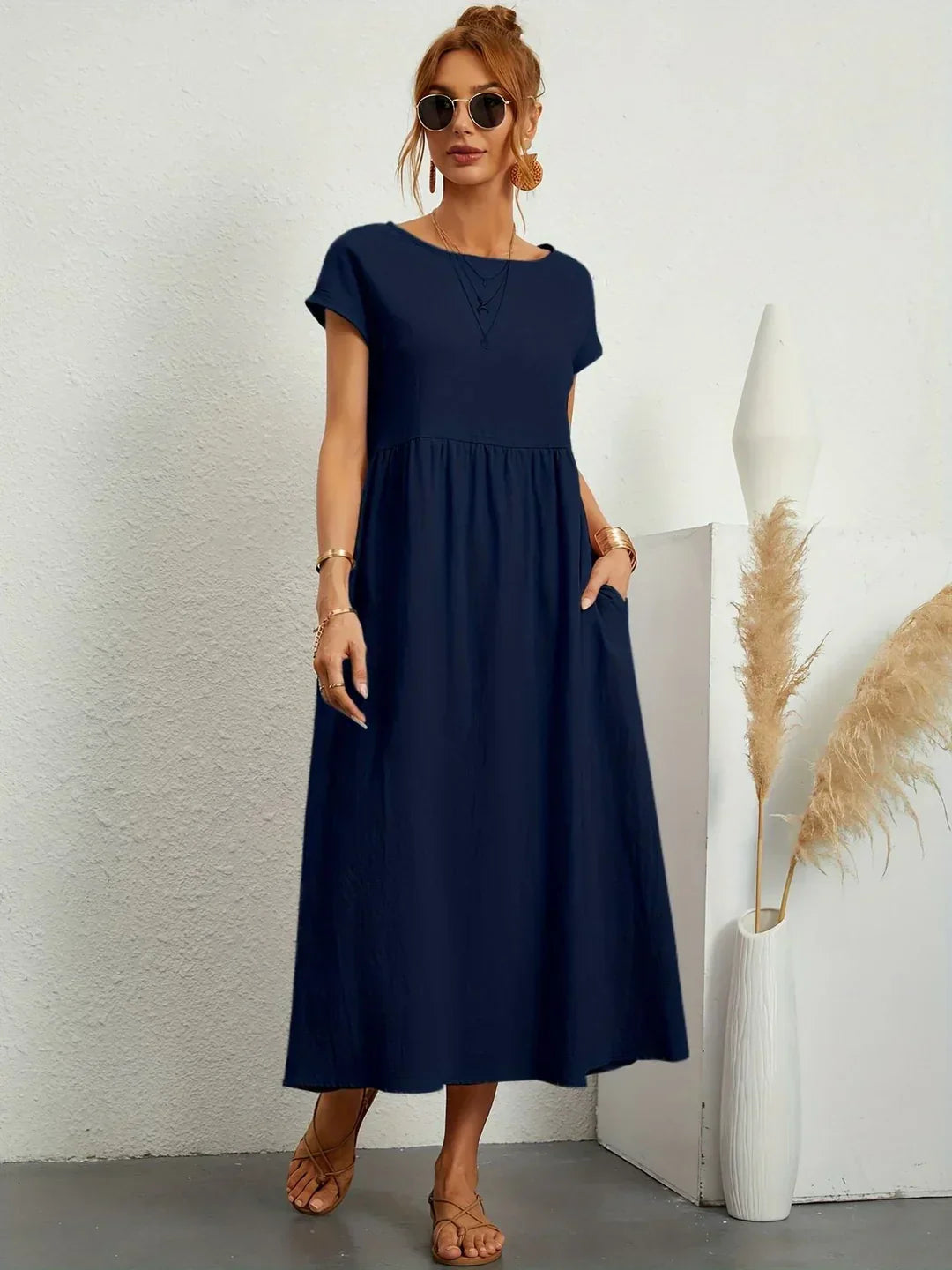 Beate - Elegant leisure dress in cotton and linen