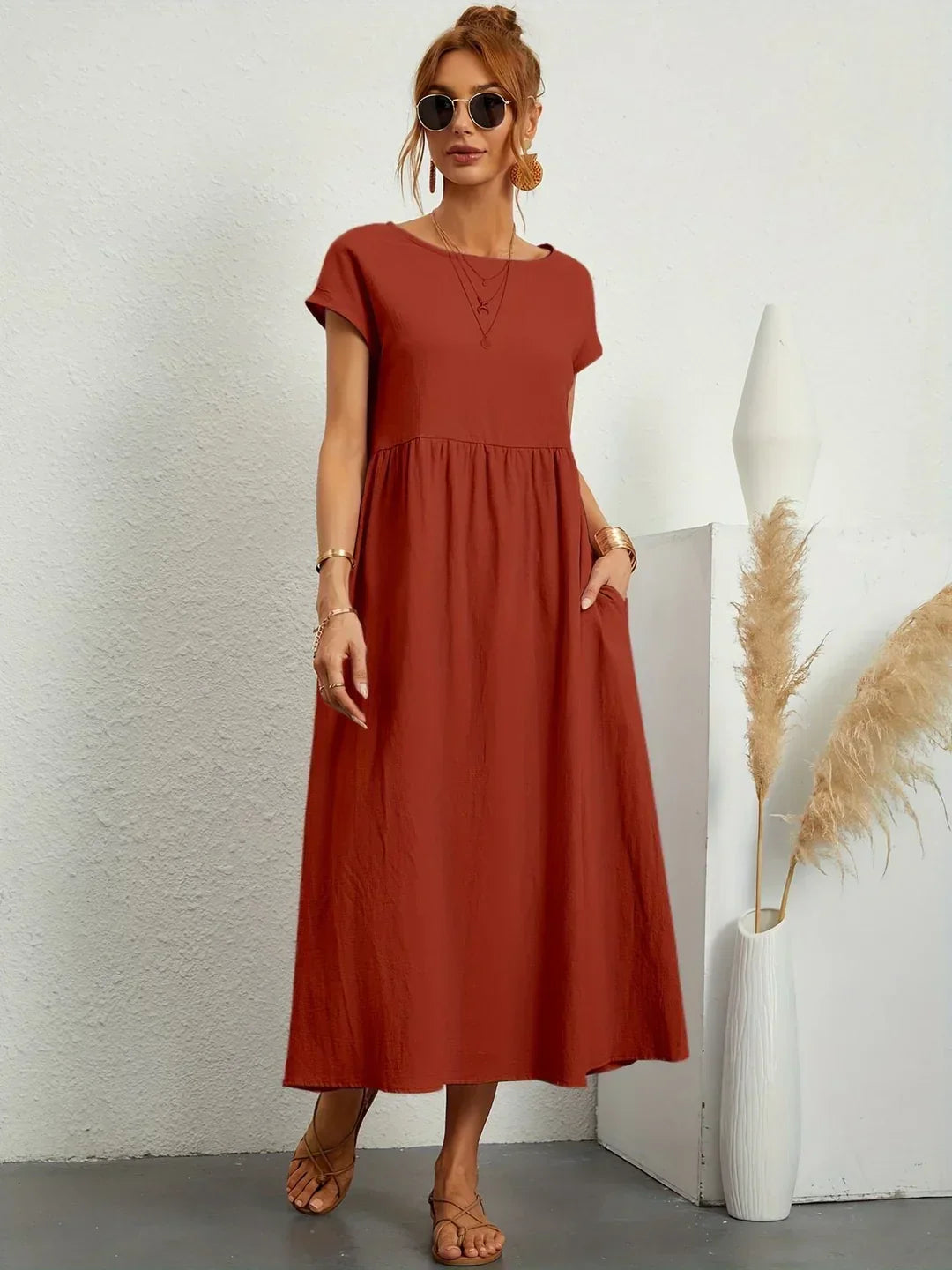 Beate - Elegant leisure dress in cotton and linen