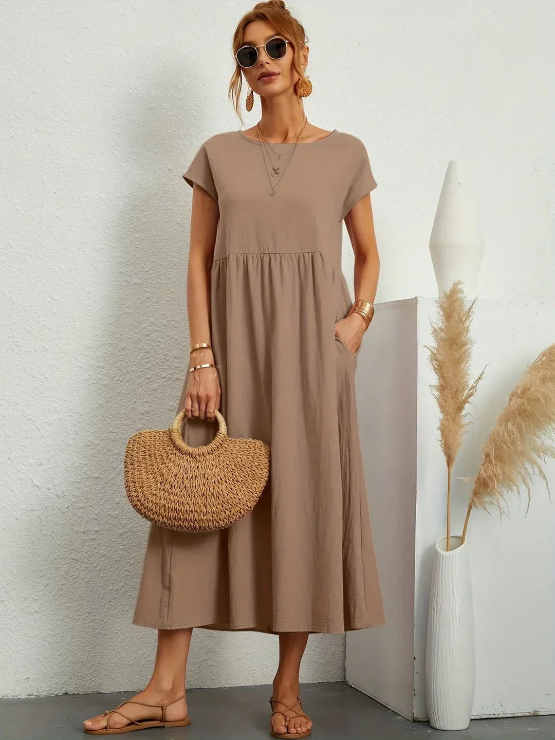 Beate - Elegant leisure dress in cotton and linen