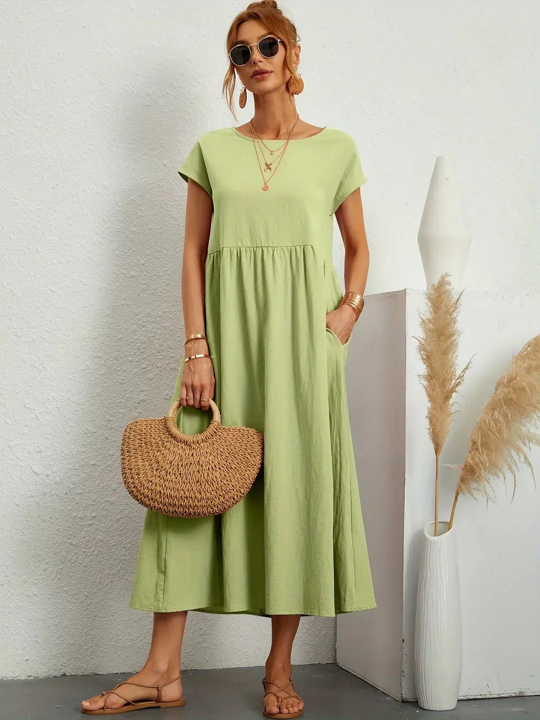 Beate - Elegant leisure dress in cotton and linen