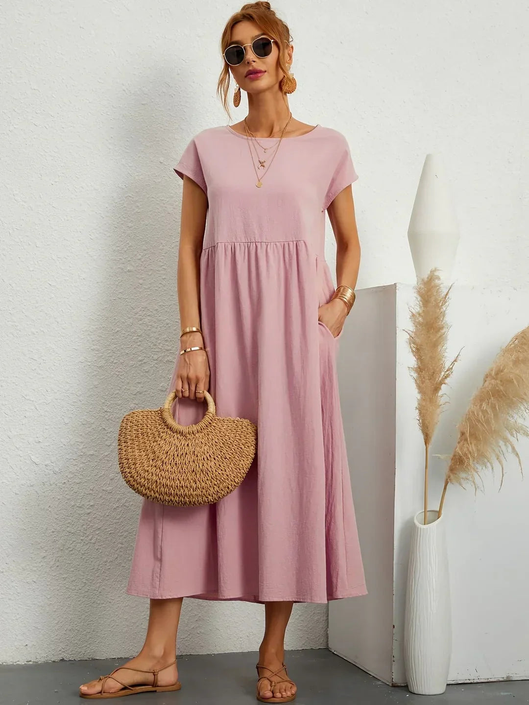 Beate - Elegant leisure dress in cotton and linen