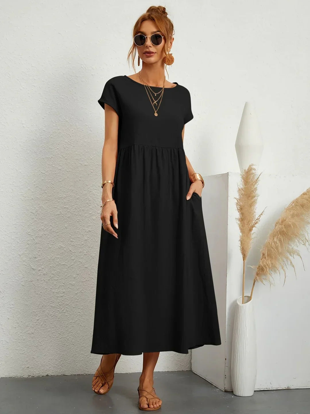 Beate - Elegant leisure dress in cotton and linen