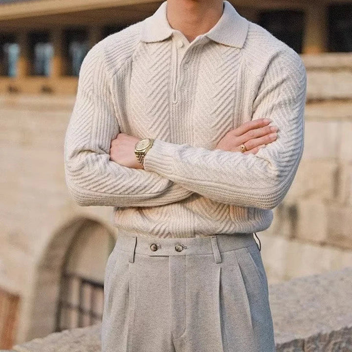 Matteo - Classic Cable Knit Polo Sweater