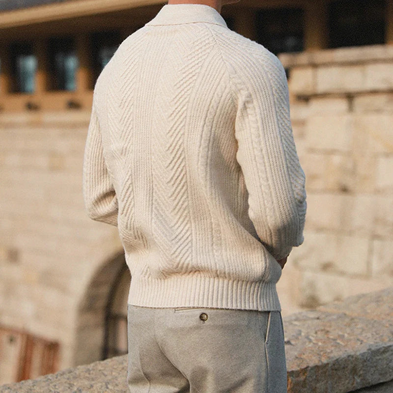 Matteo - Classic Cable Knit Polo Sweater