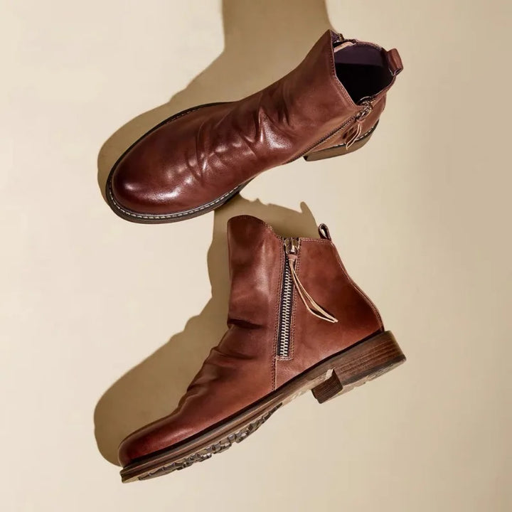 Enzo - Leather Zipper Boots For Men