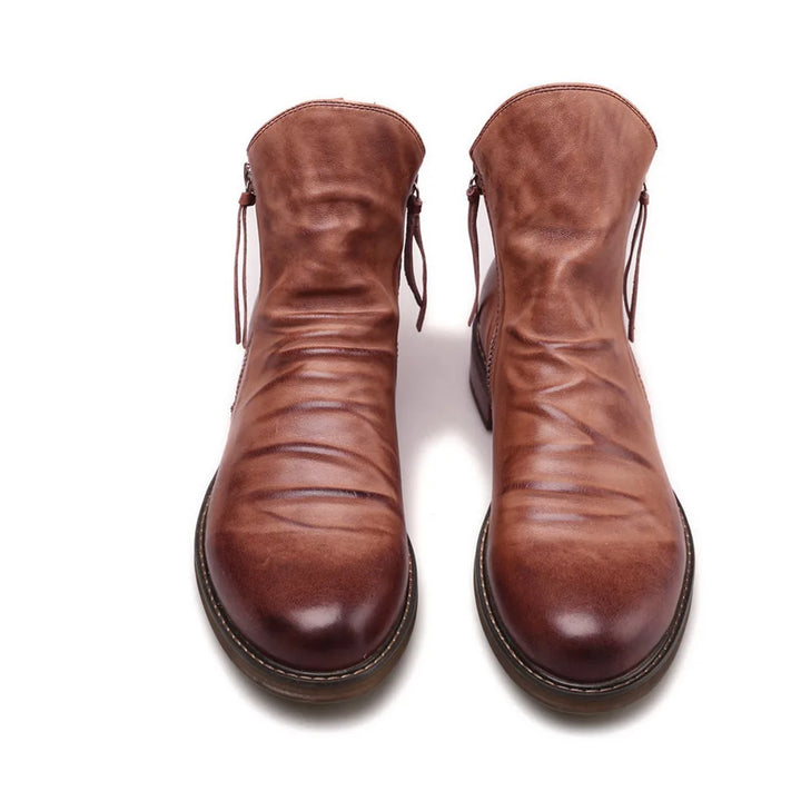 Enzo - Leather Zipper Boots For Men