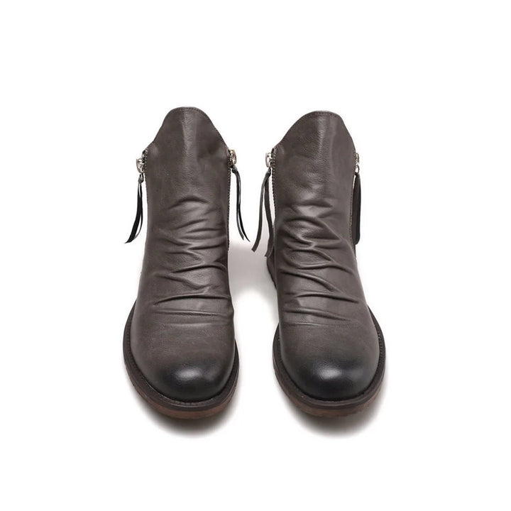 Enzo - Leather Zipper Boots For Men