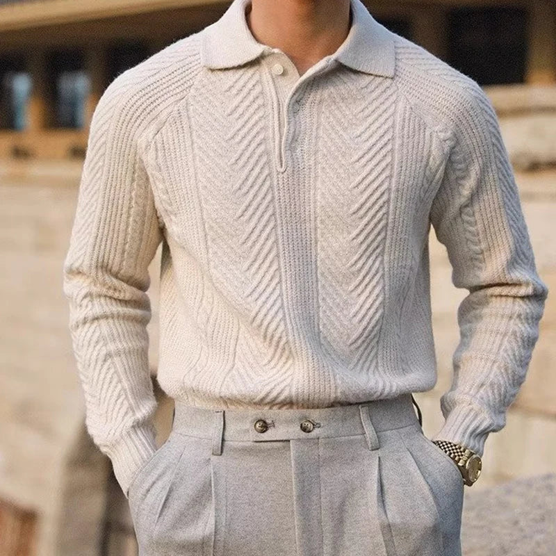 Matteo - Classic Cable Knit Polo Sweater