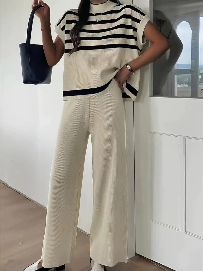 Kimberly - Batwing Sleeve Striped Pantsuit