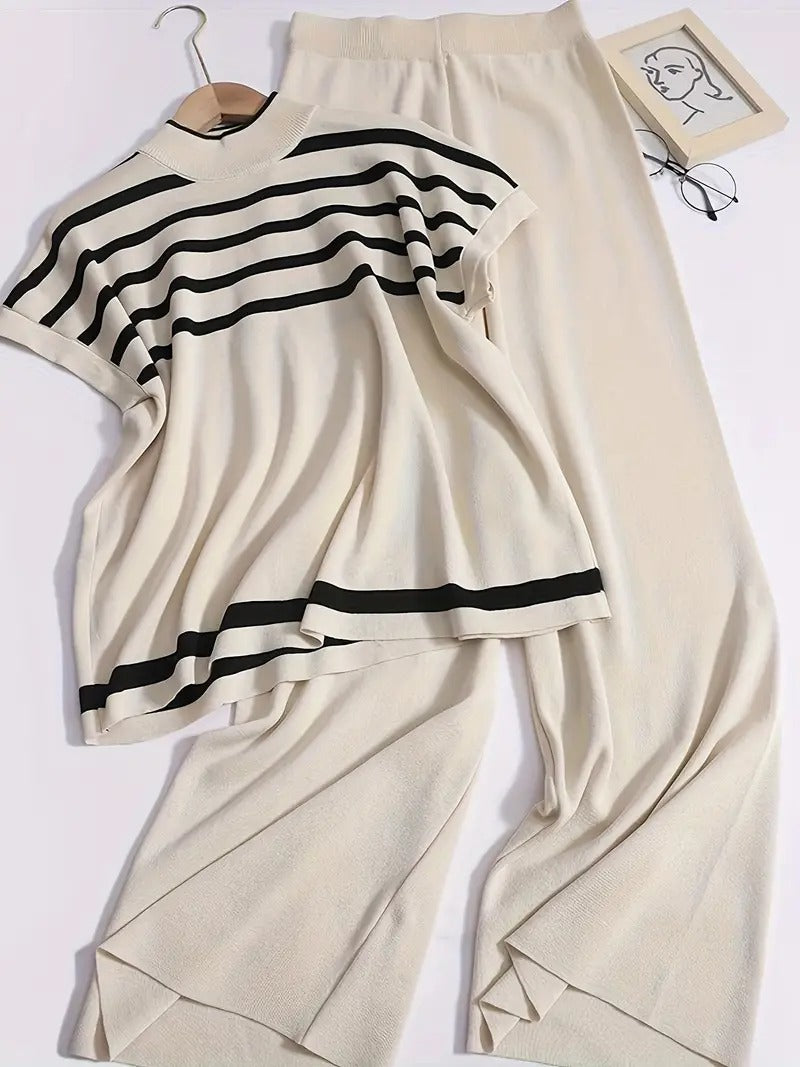 Kimberly - Batwing Sleeve Striped Pantsuit