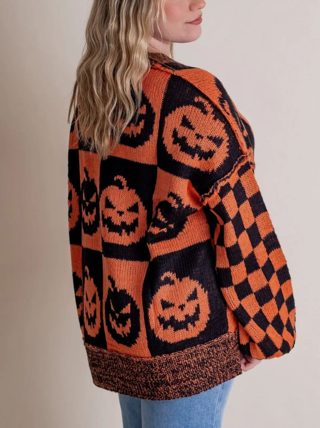 BooKnit - Festive Fall Checkered Sweater