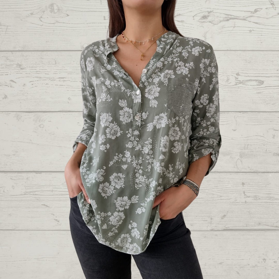 Rosava - Stylish Long Sleeve Floral Top