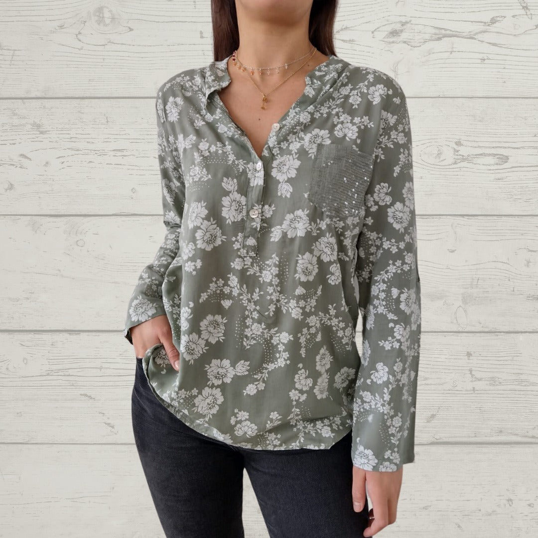 Rosava - Stylish Long Sleeve Floral Top