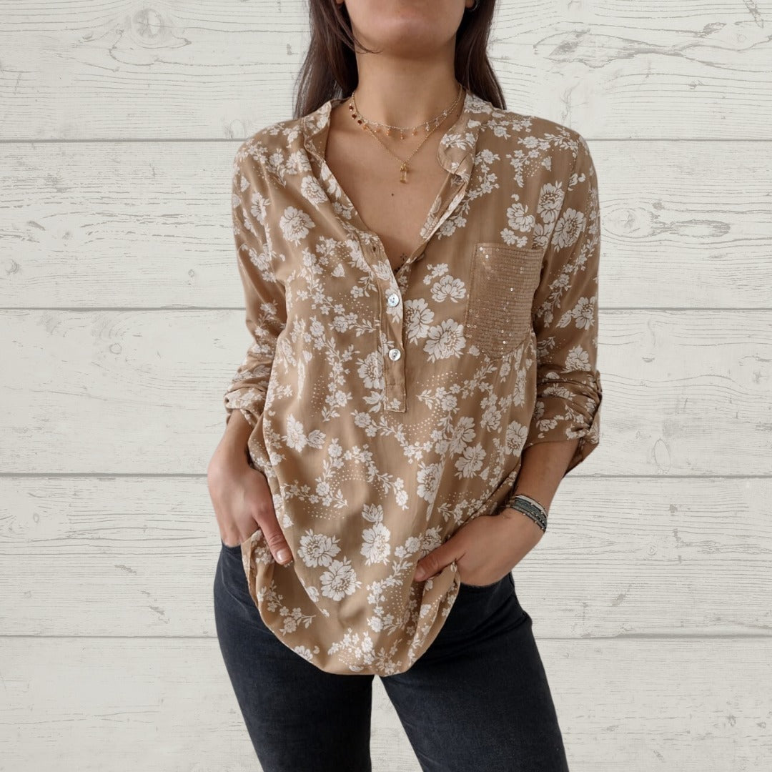 Rosava - Stylish Long Sleeve Floral Top