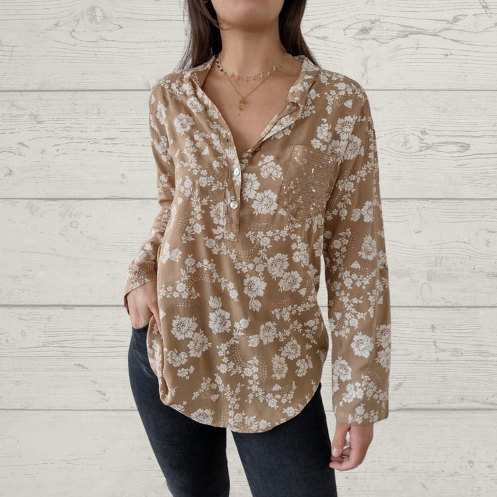 Rosava - Stylish Long Sleeve Floral Top