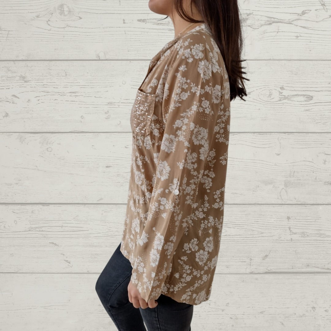 Rosava - Stylish Long Sleeve Floral Top