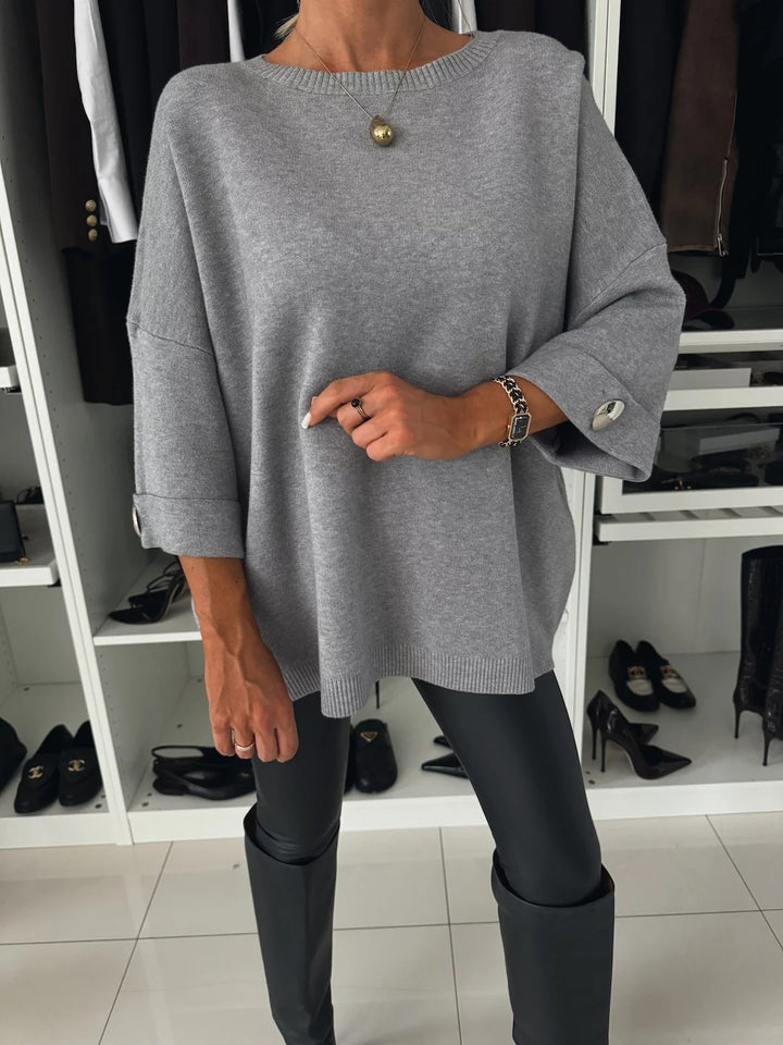 Solvra - Stylish Mid-Sleeve Knit Sweater