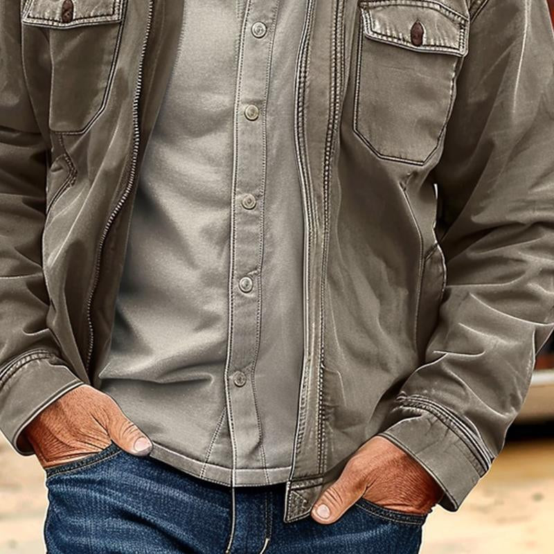 Andrew - Men's Vintage Distressed Canvas Zip Jacket