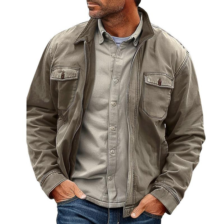 Andrew - Men's Vintage Distressed Canvas Zip Jacket