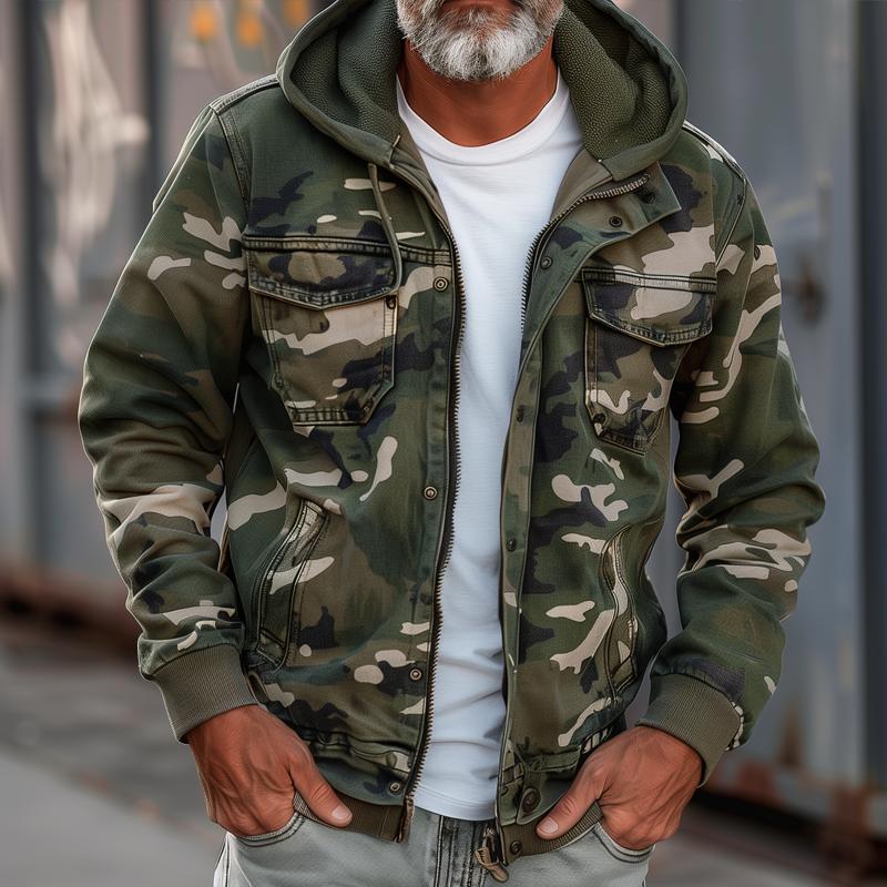 Christopher - Men's Camouflage Hooded Cargo Jacket