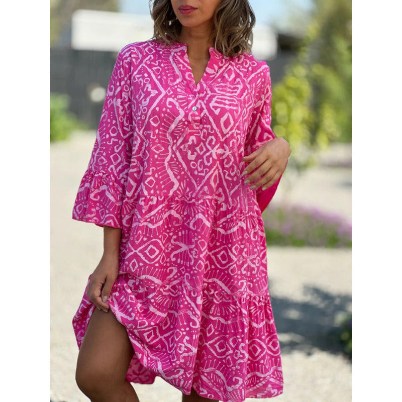 Gemma - Printed Loose V-neck Dress