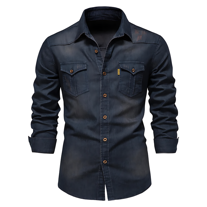 Troy - Cotton Denim Shirt: Tailored for Men