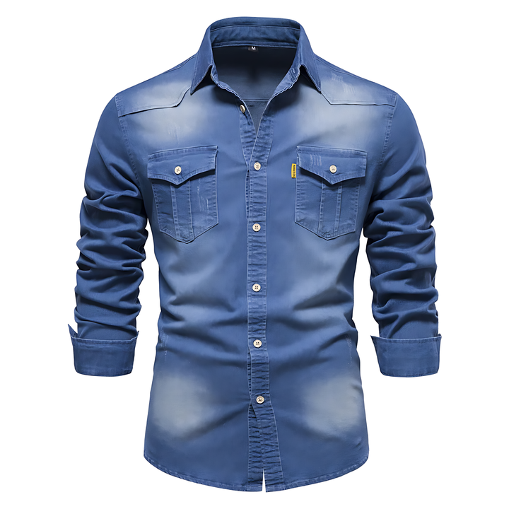 Troy - Cotton Denim Shirt: Tailored for Men