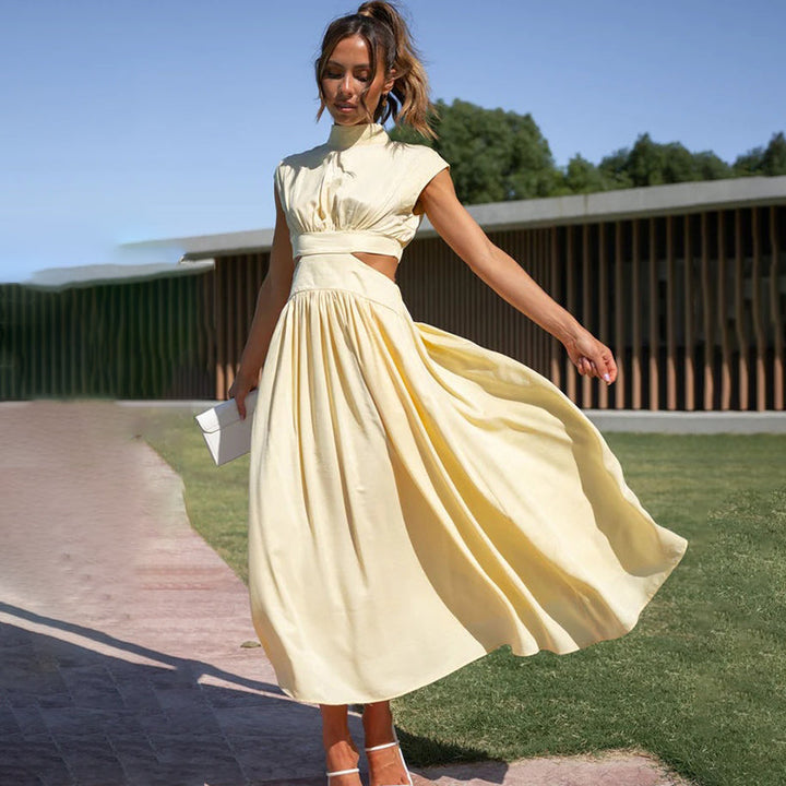 Doris - Pleated Dress With High Neck