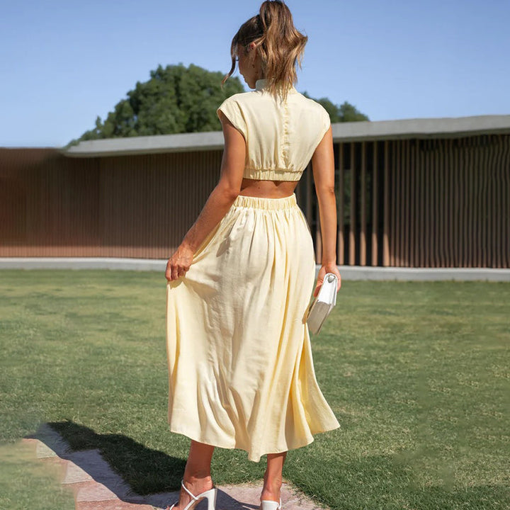 Doris - Pleated Dress With High Neck