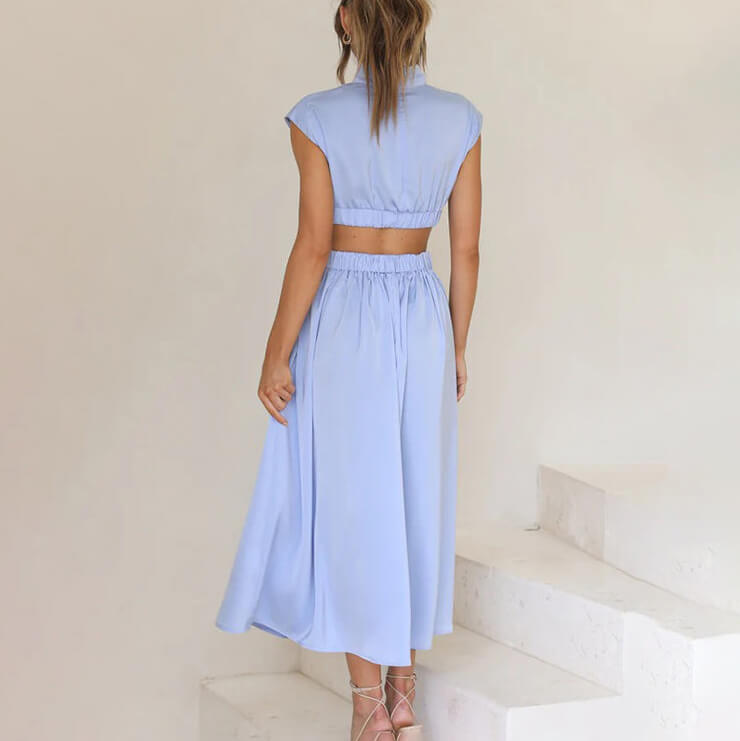 Doris - Pleated Dress With High Neck