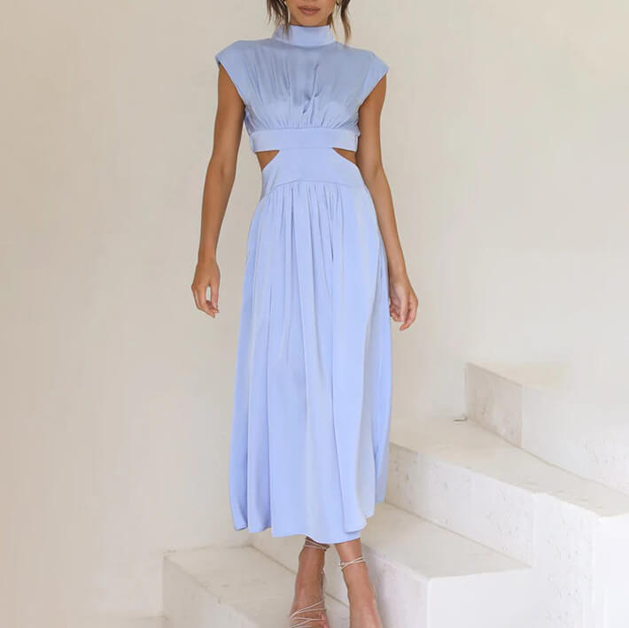 Doris - Pleated Dress With High Neck