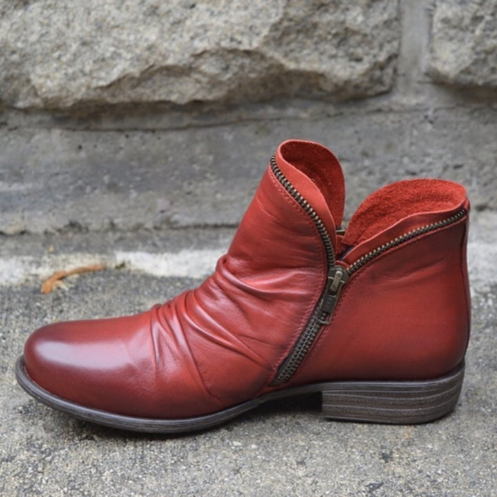 Heike - Leather Boots with Zip Closure